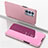 Coque Portefeuille Livre Cuir Miroir Housse Etui Clapet pour Oppo Reno6 Pro+ Plus 5G Or Rose