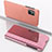 Coque Portefeuille Livre Cuir Miroir Housse Etui Clapet pour Samsung Galaxy A71 5G Or Rose