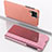 Coque Portefeuille Livre Cuir Miroir Housse Etui Clapet pour Samsung Galaxy M53 5G Or Rose