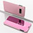 Coque Portefeuille Livre Cuir Miroir Housse Etui Clapet pour Samsung Galaxy S10e Or Rose
