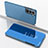 Coque Portefeuille Livre Cuir Miroir Housse Etui Clapet pour Samsung Galaxy S22 5G Bleu Ciel