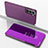 Coque Portefeuille Livre Cuir Miroir Housse Etui Clapet pour Samsung Galaxy S22 5G Violet