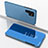 Coque Portefeuille Livre Cuir Miroir Housse Etui Clapet pour Samsung Galaxy S24 Ultra 5G Bleu Ciel
