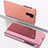 Coque Portefeuille Livre Cuir Miroir Housse Etui Clapet QH1 pour Xiaomi Redmi 9 Prime India Or Rose