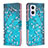 Coque Portefeuille Motif Fantaisie Livre Cuir Etui Clapet B01F pour Oppo F21s Pro 5G Cyan