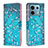 Coque Portefeuille Motif Fantaisie Livre Cuir Etui Clapet B01F pour Xiaomi Redmi Note 13 Pro 5G Cyan