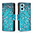 Coque Portefeuille Motif Fantaisie Livre Cuir Etui Clapet B04F pour Oppo A96 4G Cyan