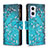 Coque Portefeuille Motif Fantaisie Livre Cuir Etui Clapet B04F pour Oppo Reno8 Lite 5G Cyan