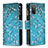 Coque Portefeuille Motif Fantaisie Livre Cuir Etui Clapet B04F pour Samsung Galaxy A03s Cyan