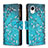Coque Portefeuille Motif Fantaisie Livre Cuir Etui Clapet B04F pour Samsung Galaxy A23e 5G Cyan