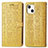 Coque Portefeuille Motif Fantaisie Livre Cuir Etui Clapet H11 pour Apple iPhone 13 Jaune Petit
