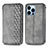 Coque Portefeuille Motif Fantaisie Livre Cuir Etui Clapet H15 pour Apple iPhone 15 Pro Gris