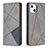 Coque Portefeuille Motif Fantaisie Livre Cuir Etui Clapet L04 pour Apple iPhone 14 Gris