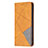 Coque Portefeuille Motif Fantaisie Livre Cuir Etui Clapet L04 pour Apple iPhone 14 Jaune Petit