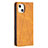 Coque Portefeuille Motif Fantaisie Livre Cuir Etui Clapet L04 pour Apple iPhone 14 Jaune Petit
