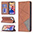 Coque Portefeuille Motif Fantaisie Livre Cuir Etui Clapet L04 pour Apple iPhone 14 Marron Petit