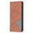 Coque Portefeuille Motif Fantaisie Livre Cuir Etui Clapet L04 pour Apple iPhone 14 Marron Petit