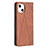 Coque Portefeuille Motif Fantaisie Livre Cuir Etui Clapet L04 pour Apple iPhone 14 Marron Petit