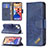 Coque Portefeuille Motif Fantaisie Livre Cuir Etui Clapet L05 pour Apple iPhone 14 Bleu Petit