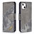 Coque Portefeuille Motif Fantaisie Livre Cuir Etui Clapet L05 pour Apple iPhone 14 Gris