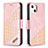 Coque Portefeuille Motif Fantaisie Livre Cuir Etui Clapet L05 pour Apple iPhone 14 Or Rose