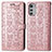 Coque Portefeuille Motif Fantaisie Livre Cuir Etui Clapet S03D pour Motorola Moto E32s Or Rose