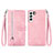 Coque Portefeuille Motif Fantaisie Livre Cuir Etui Clapet S03D pour Samsung Galaxy S21 Plus 5G Or Rose