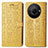 Coque Portefeuille Motif Fantaisie Livre Cuir Etui Clapet S03D pour Sharp Aquos R8s Pro Jaune Petit