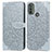 Coque Portefeuille Motif Fantaisie Livre Cuir Etui Clapet S04D pour Motorola Moto E40 Gris
