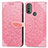 Coque Portefeuille Motif Fantaisie Livre Cuir Etui Clapet S04D pour Motorola Moto E40 Or Rose