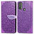 Coque Portefeuille Motif Fantaisie Livre Cuir Etui Clapet S04D pour Motorola Moto E40 Violet