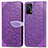 Coque Portefeuille Motif Fantaisie Livre Cuir Etui Clapet S04D pour Realme GT Neo 5G Violet Petit