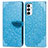 Coque Portefeuille Motif Fantaisie Livre Cuir Etui Clapet S04D pour Samsung Galaxy M23 5G Bleu