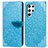 Coque Portefeuille Motif Fantaisie Livre Cuir Etui Clapet S07D pour Samsung Galaxy S22 Ultra 5G Bleu