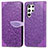 Coque Portefeuille Motif Fantaisie Livre Cuir Etui Clapet S07D pour Samsung Galaxy S22 Ultra 5G Violet