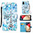 Coque Portefeuille Motif Fantaisie Livre Cuir Etui Clapet Y02B pour Samsung Galaxy A02s Bleu Clair
