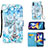 Coque Portefeuille Motif Fantaisie Livre Cuir Etui Clapet Y02B pour Samsung Galaxy M11 Bleu Clair