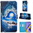 Coque Portefeuille Motif Fantaisie Livre Cuir Etui Clapet Y02B pour Samsung Galaxy M40S Bleu Royal