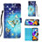 Coque Portefeuille Motif Fantaisie Livre Cuir Etui Clapet Y03B pour Samsung Galaxy A21 Bleu Ciel