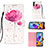 Coque Portefeuille Motif Fantaisie Livre Cuir Etui Clapet Y03B pour Samsung Galaxy A21 Rose