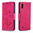 Coque Portefeuille Papillon Livre Cuir Etui Clapet B01F pour Samsung Galaxy A10 Rose Rouge