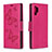 Coque Portefeuille Papillon Livre Cuir Etui Clapet B01F pour Samsung Galaxy Note 10 Plus 5G Rose Rouge