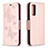 Coque Portefeuille Papillon Livre Cuir Etui Clapet B01F pour Samsung Galaxy S20 FE 5G Or Rose