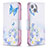 Coque Portefeuille Papillon Livre Cuir Etui Clapet L01 pour Apple iPhone 14 Bleu