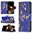 Coque Portefeuille Papillon Livre Cuir Etui Clapet L07 pour Apple iPhone 14 Pro Max Bleu Royal