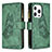 Coque Portefeuille Papillon Livre Cuir Etui Clapet L08 pour Apple iPhone 14 Pro Vert Petit