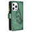 Coque Portefeuille Papillon Livre Cuir Etui Clapet L08 pour Apple iPhone 14 Pro Vert Petit