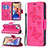 Coque Portefeuille Papillon Livre Cuir Etui Clapet L09 pour Apple iPhone 13 Mini Rose Rouge