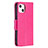 Coque Portefeuille Papillon Livre Cuir Etui Clapet L09 pour Apple iPhone 13 Mini Rose Rouge Petit