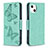 Coque Portefeuille Papillon Livre Cuir Etui Clapet L09 pour Apple iPhone 13 Mini Vert